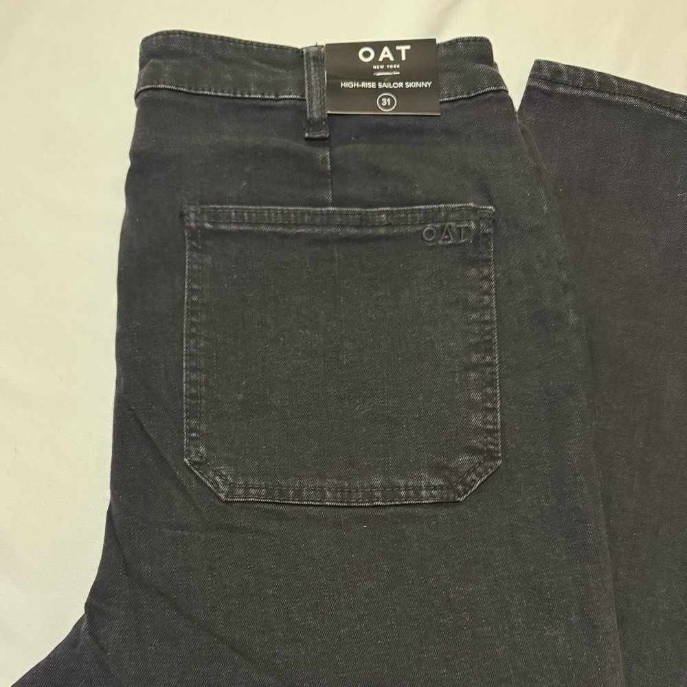 Oat New York High Rise Sailor Skinny Jeans in Color Black Forest - Picture 7 of 8